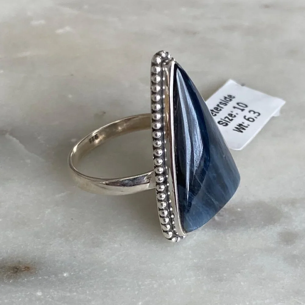 NEW Peterside and Beaded Border Sterling Silver Ring Size 10